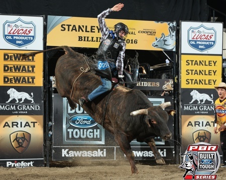 during the second round of the Billings Built Ford Tough Series PBR. Photo by Andy Watson/Bull Stock Media. Photo credit must be given on all use.