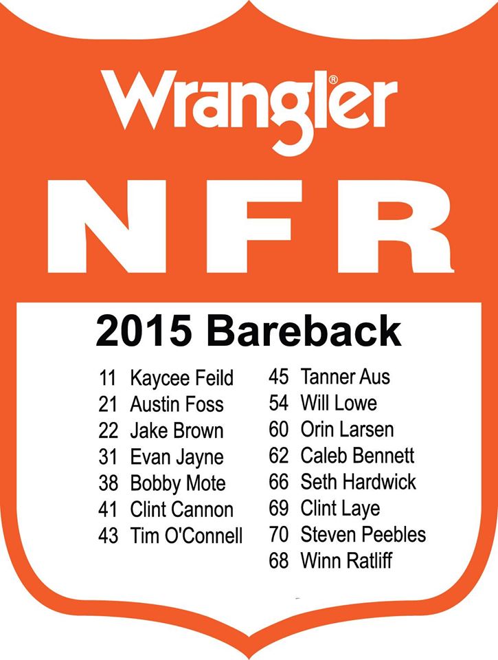 NFR Bareback Tag Numbers